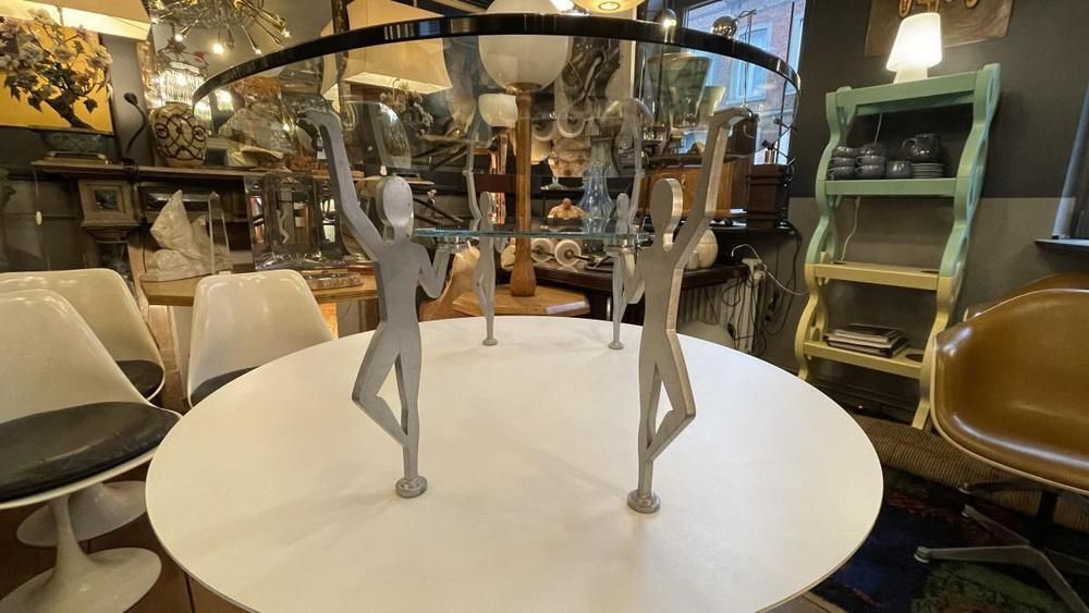 Anthropomorphic Coffee Table In Lacquered Metal And Glass, 1980s photo 941.0