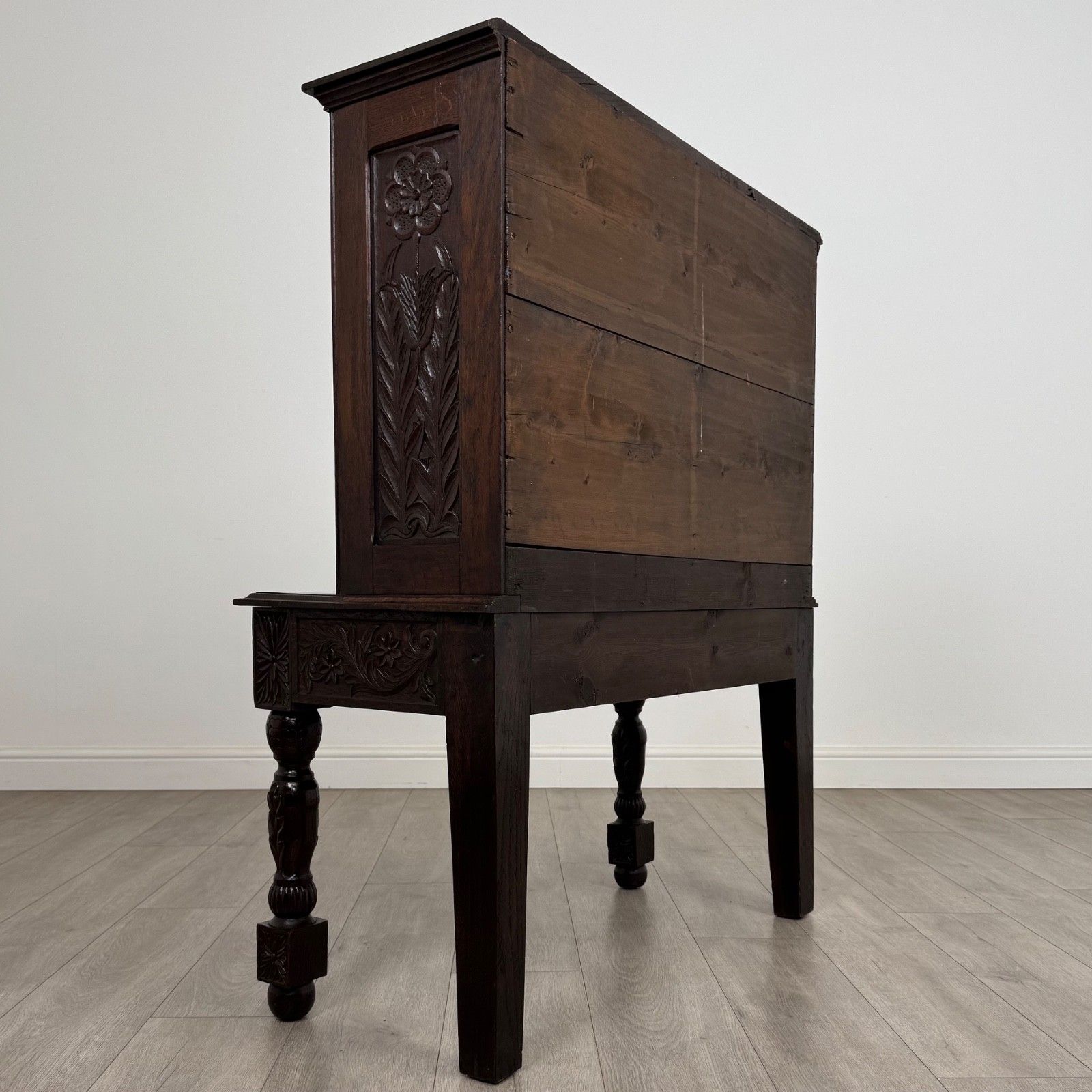 Antique 19th Century Unusually Small Carved Oak Cabinet photo 685.0