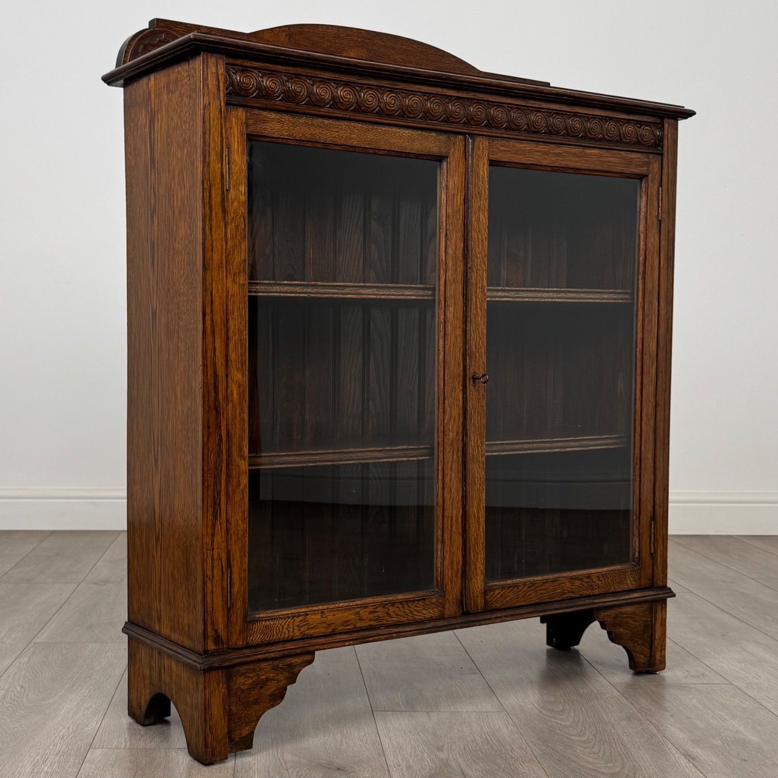 photo for sale Antique 20th Century Fine Quality Display Cabinet In Oak
