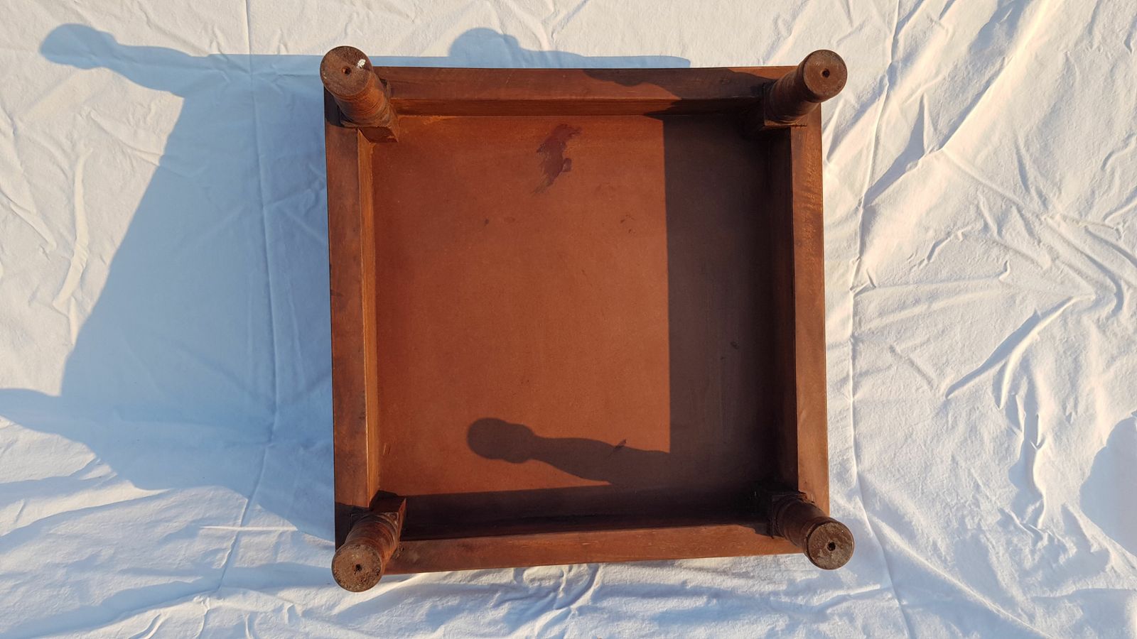 Square Rosewood Tea Table With 36 Small Hand Painted Ceramic Tiles photo Furniture