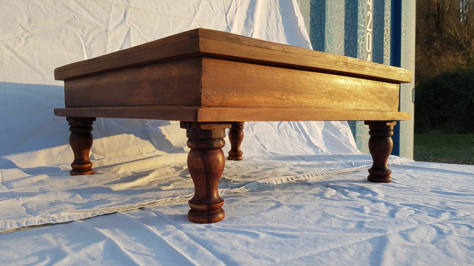 Furniture Square Rosewood Tea Table With 36 Small Hand Painted Ceramic Tiles photo