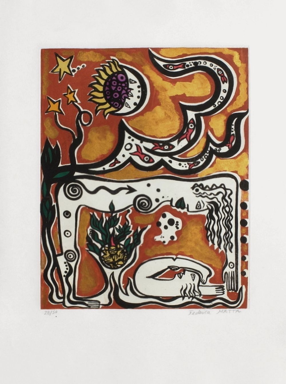 Federica Matta Aquatint Engraving Signed Original Signed Etching 1995