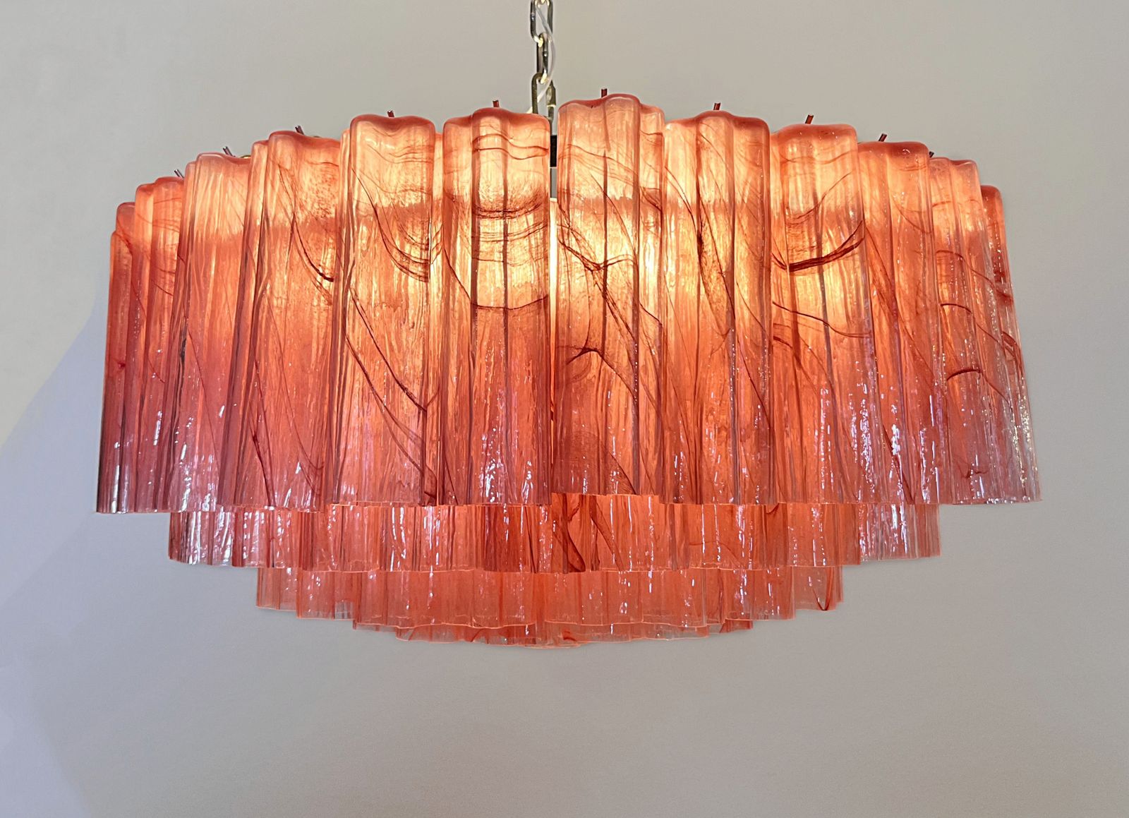 Lighting Large Murano Glass Chandelier  101 Pink Alabaster Glass Tube photo
