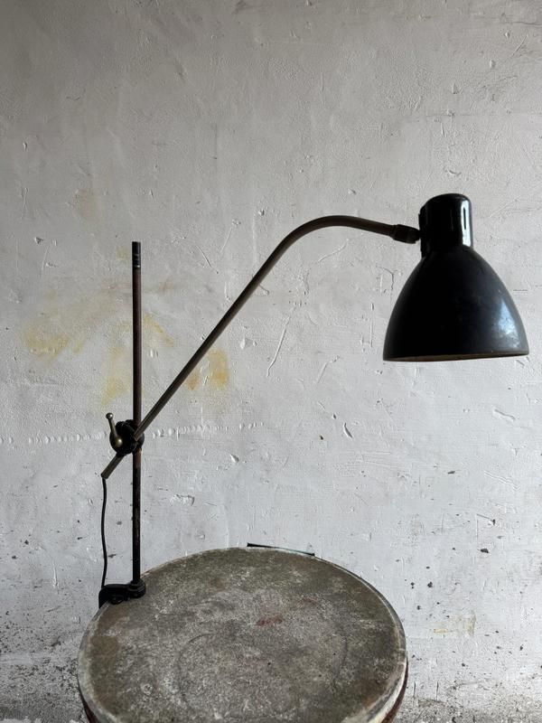 Vintage Industrial Black Screw On Lamp, 1950s photo furniture
