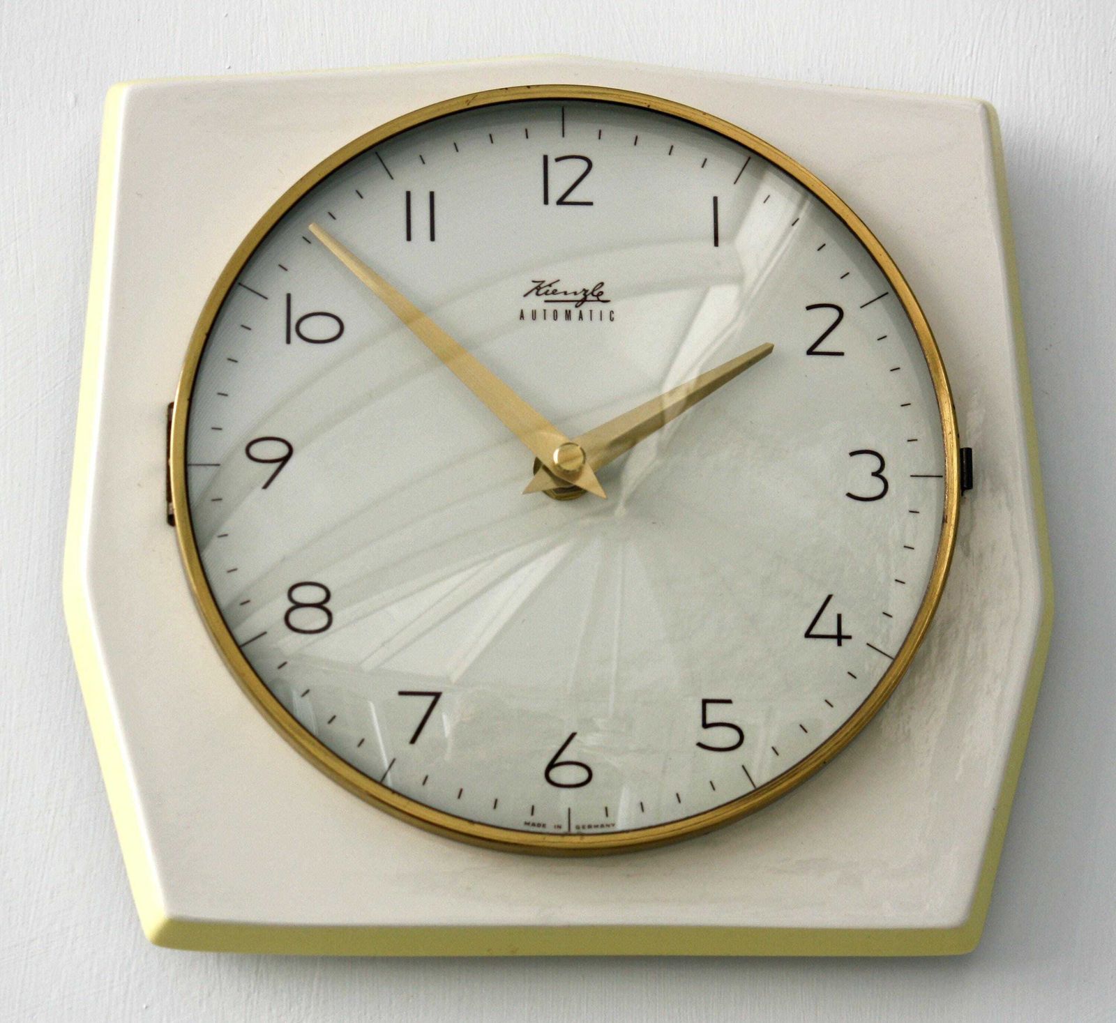 Vintage Kienzle Wall Clock 22cm Ceramic Retro Style Mid Century Style Antique White Yellow Clock Gift Off The Wall Clocks
