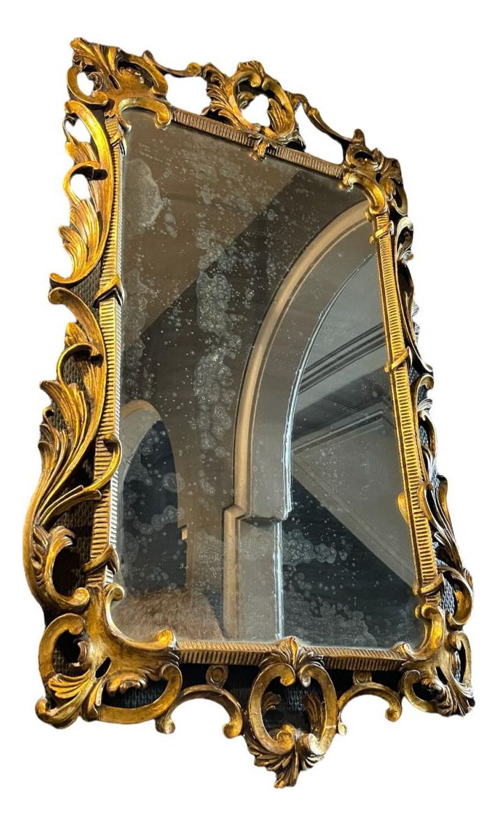 Louis XV Rocaille Carved Stucco And Gilded Wood Rocaille Mirror, 19th Century