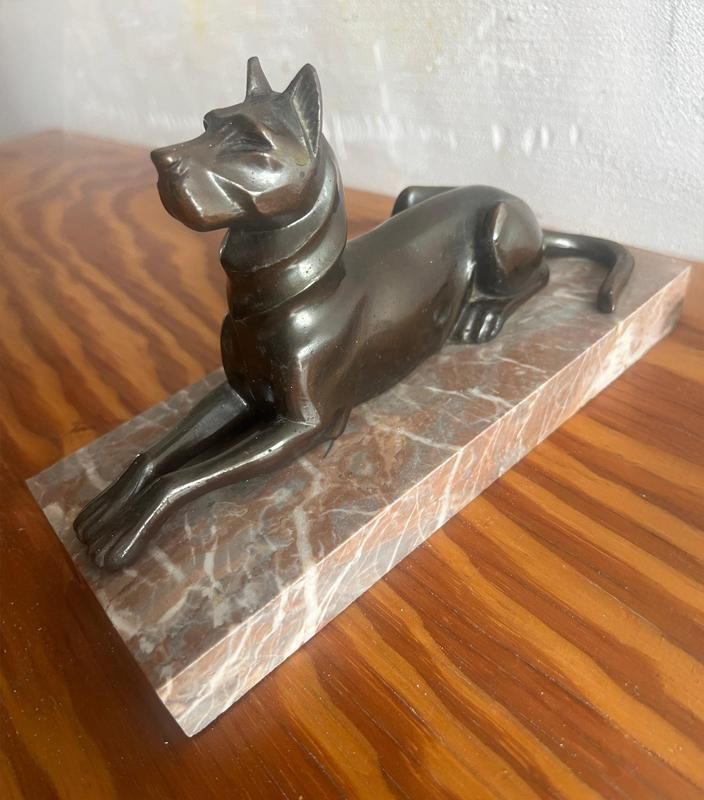 Art Deco Bronze Dog Bookends On Marble Base, 1930s, Set Of 2 photo buy