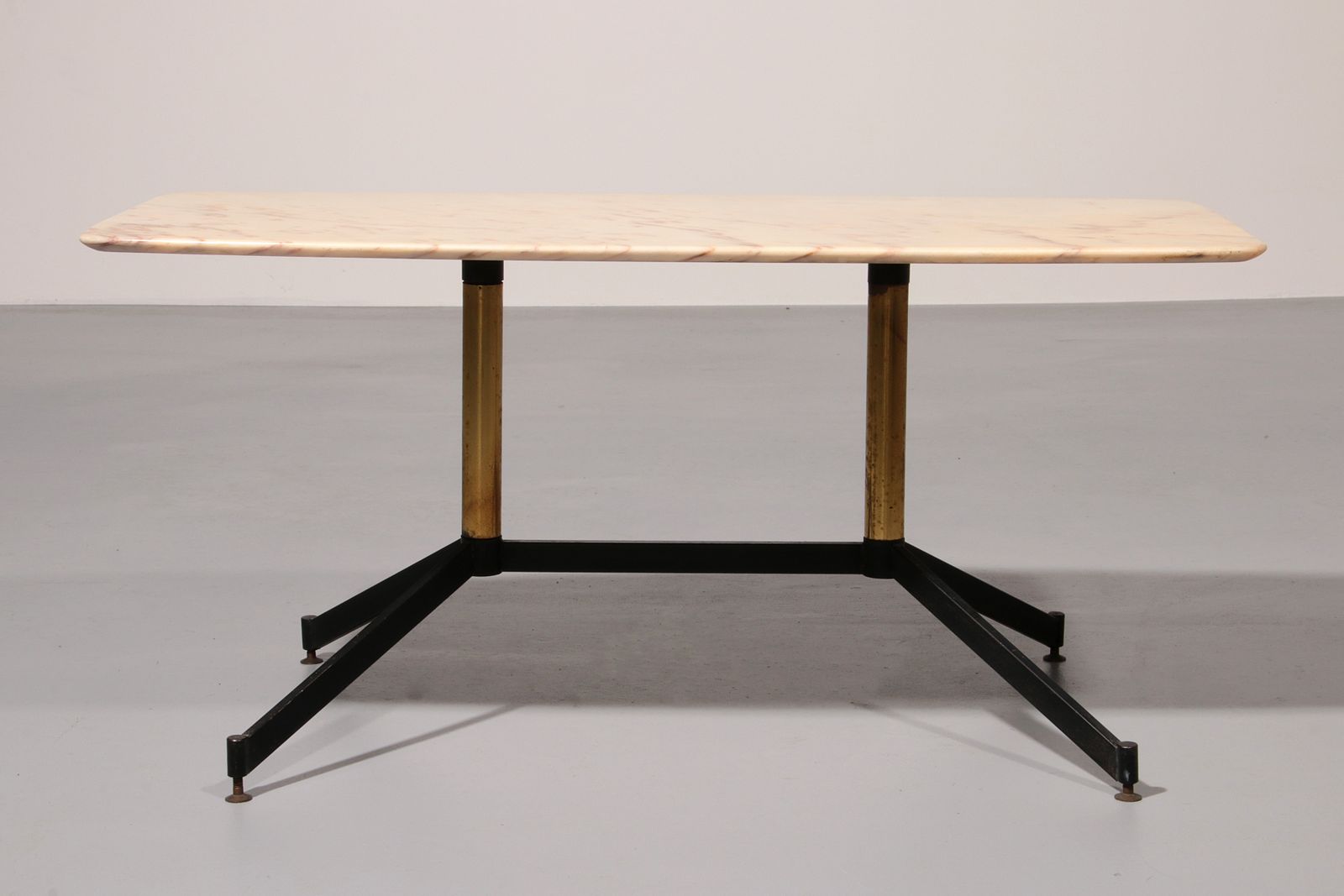 Marble Italy In The Style Of Gio Ponti Coffee Table Metal Brass, 1960s photo vinterior