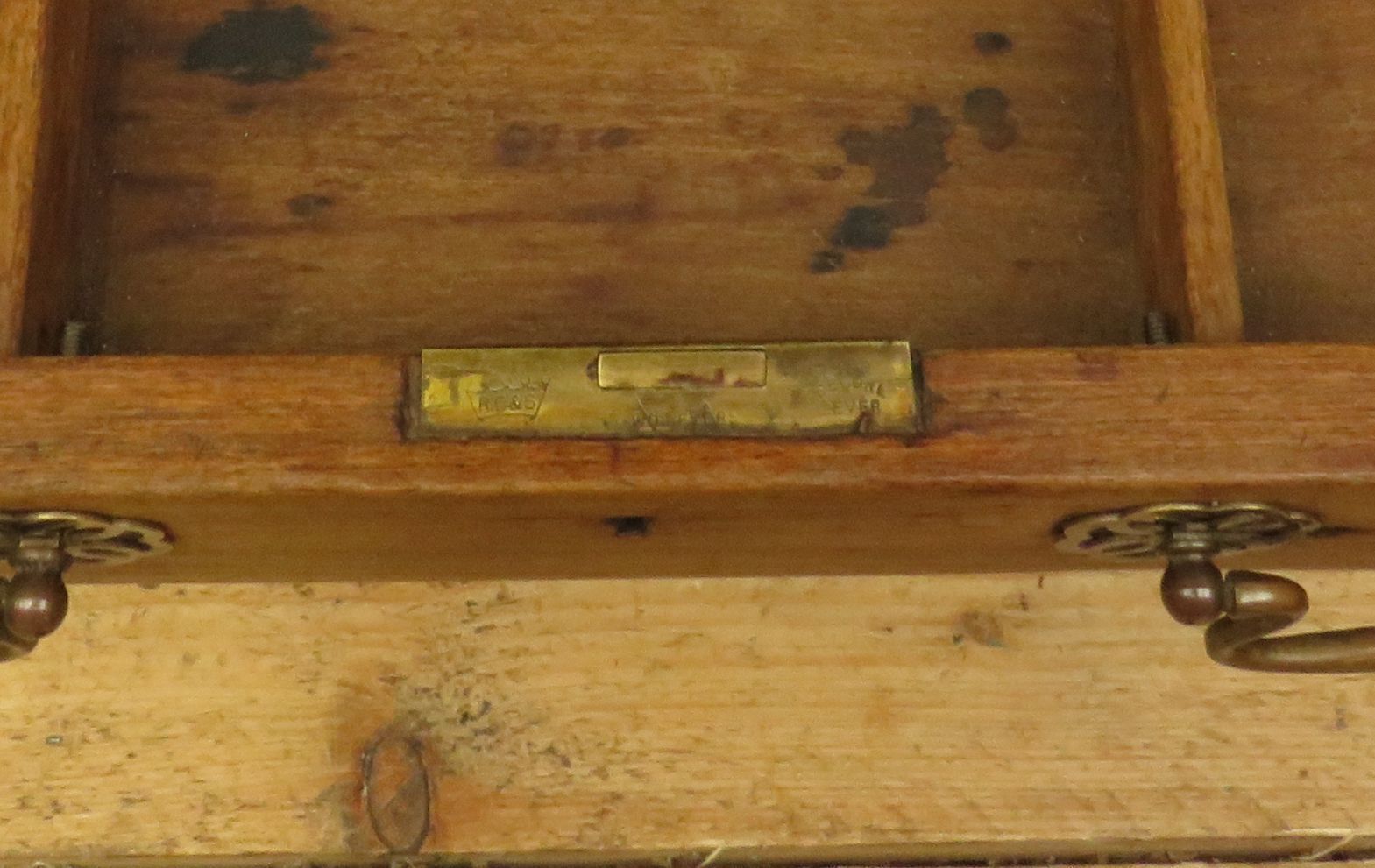 445.0 Trinity House Style Work Table With Inlaid Ship & Signature H.Larsen, 1911 photo