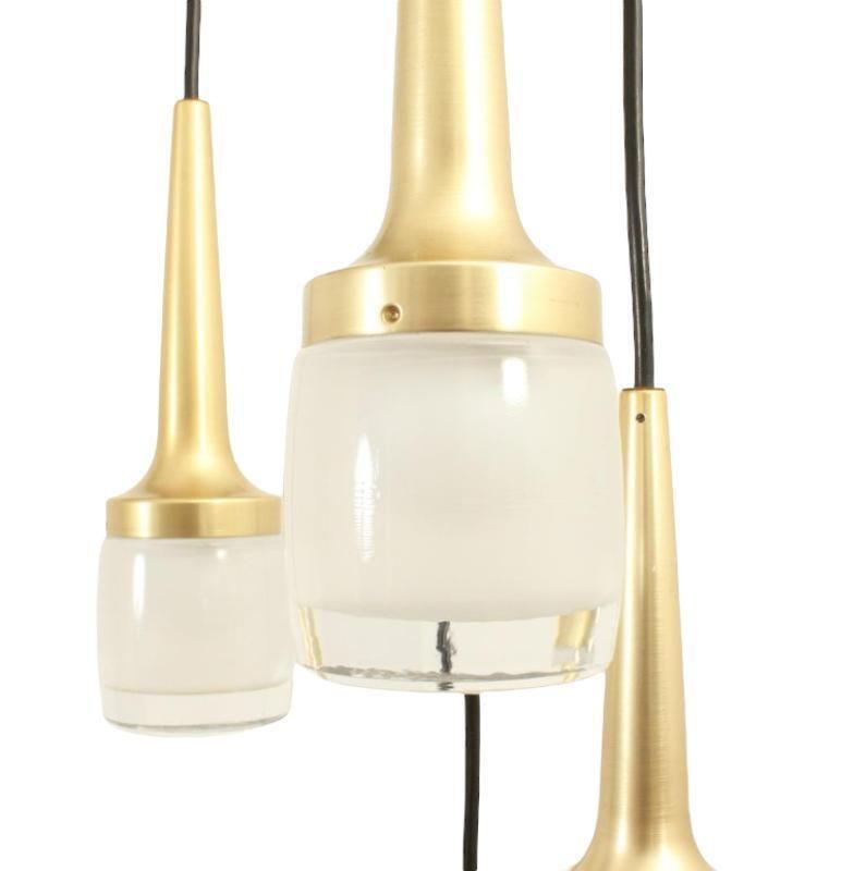 6 Piece Cascade Chandelier In Gilded Brass And Aluminium And Glass From Staff Leuchten, 1970s photo furniture