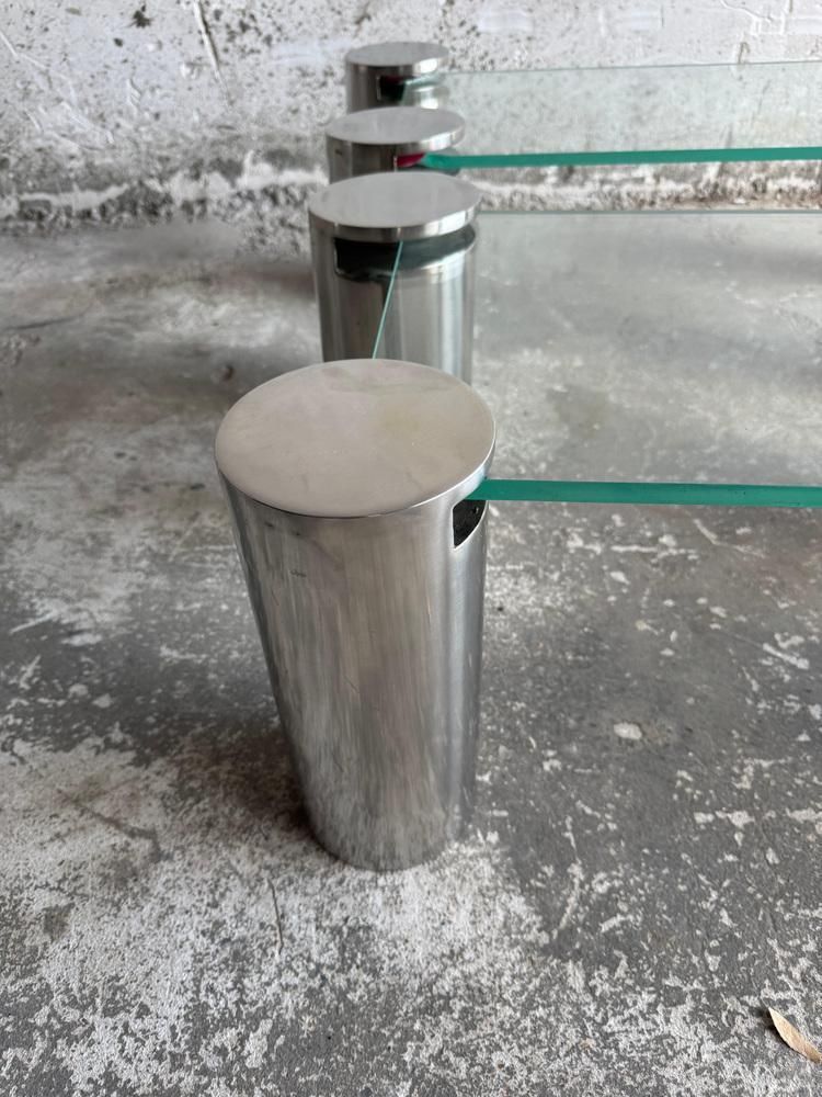 Modern Coffee Tables With Cylindrical Steel Legs, 1980s, Set Of 2 photo for sale