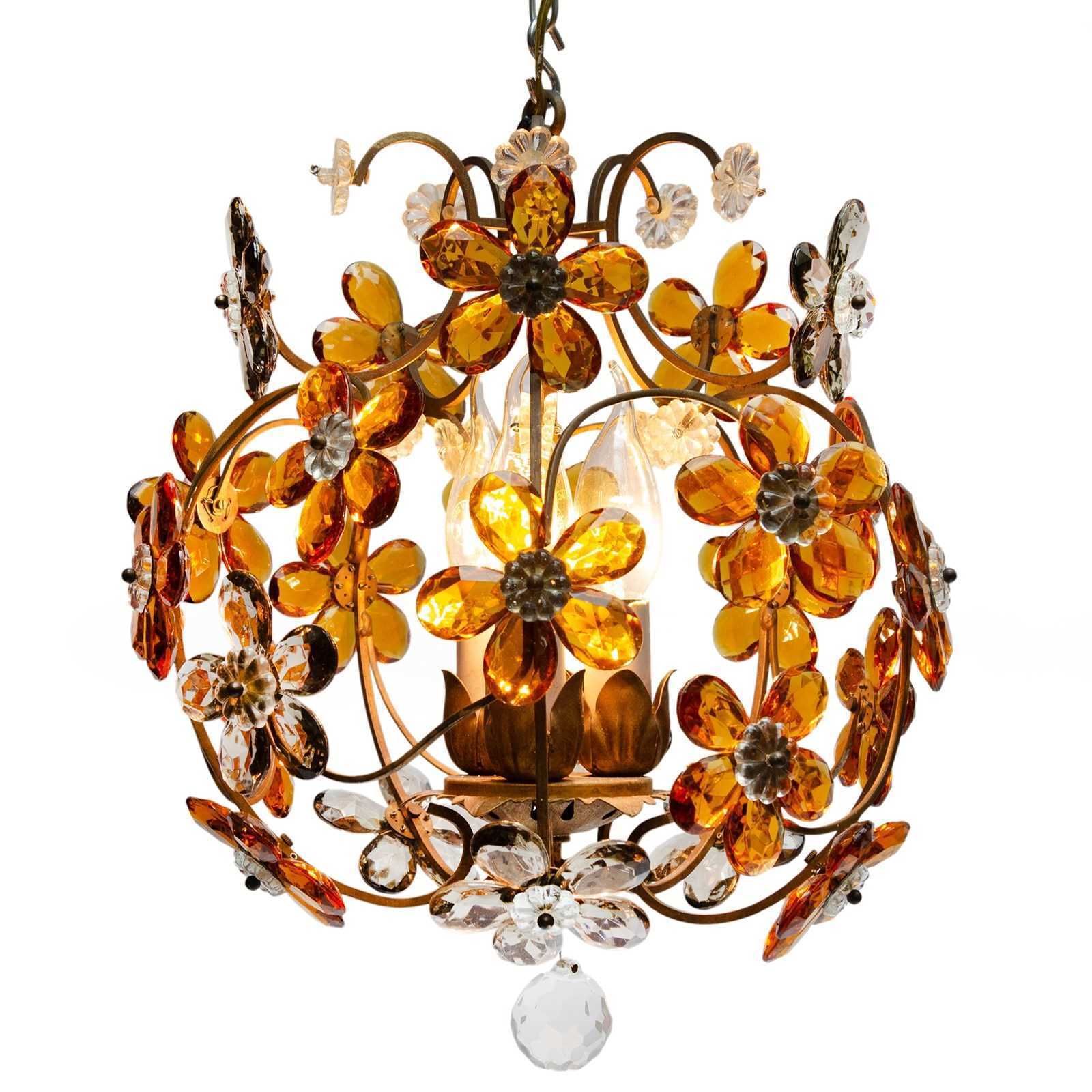 Small Globe Chandelier By Bagués Of Paris With '5 Leaf Clover' Pendants photo for sale