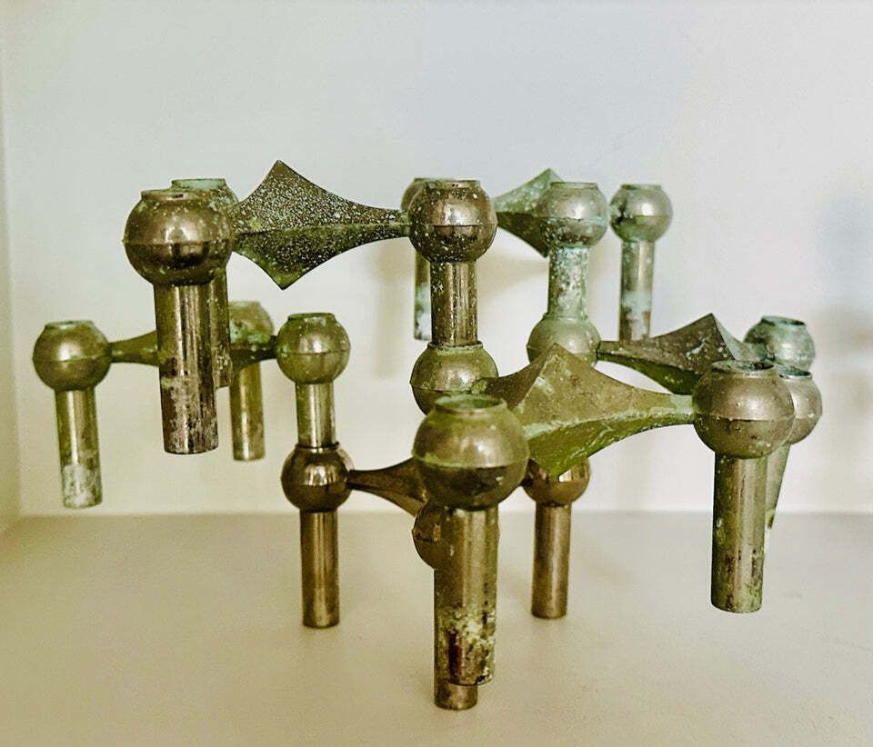 photo for sale 1960s German Brutalist Bmf Nagel Stackable Tarnished & Oxidised Chrome Candle Holders By Fritz Nagel And Ceasar Stoffi