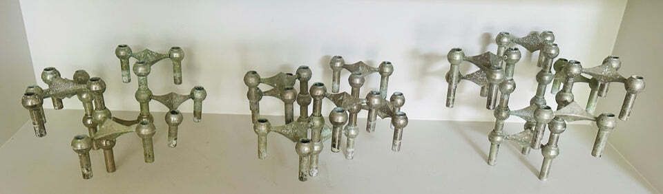 Home Decor 1960s German Brutalist Bmf Nagel Stackable Tarnished & Oxidised Chrome Candle Holders By Fritz Nagel And Ceasar Stoffi photo
