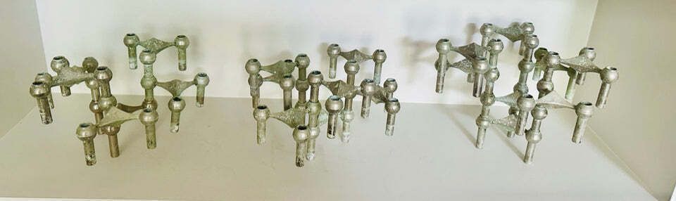 85.0 1960s German Brutalist Bmf Nagel Stackable Tarnished & Oxidised Chrome Candle Holders By Fritz Nagel And Ceasar Stoffi photo