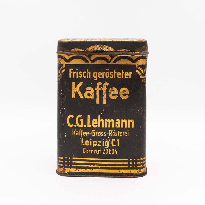 Lehmann Kaffee Advertising Tin, Leipzig   Black & Gold   1940s–50s photo furniture