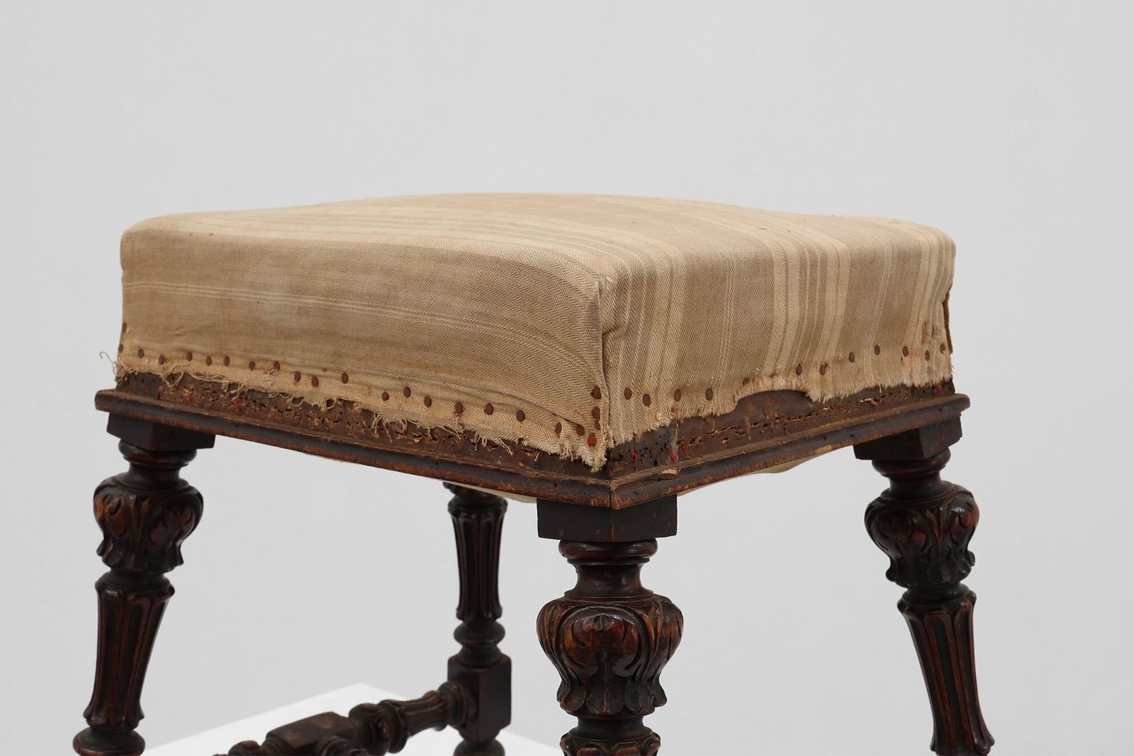 19th Century Louis XV Baroque Oak Stool, France photo furniture