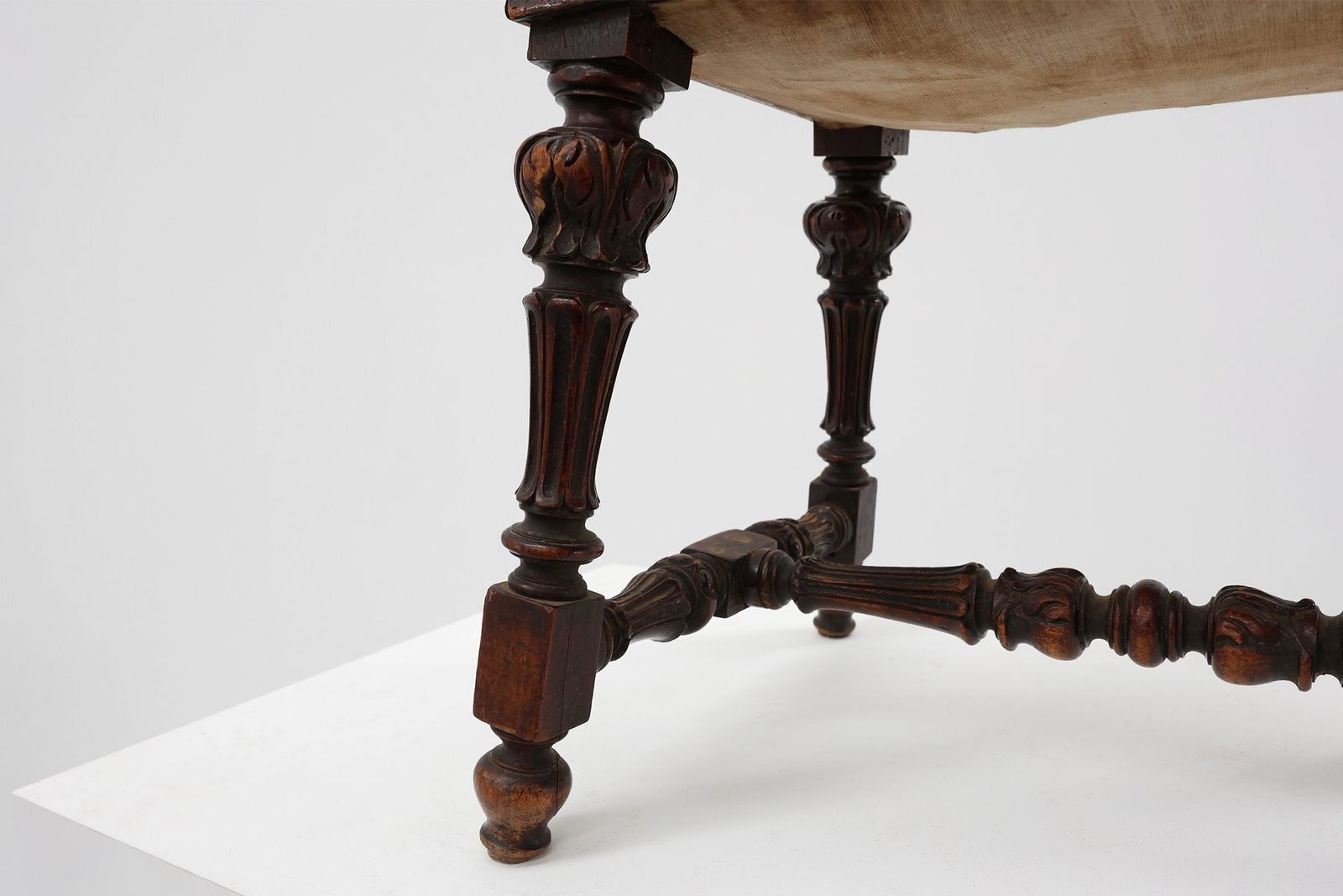19th Century Louis XV Baroque Oak Stool, France photo vinterior