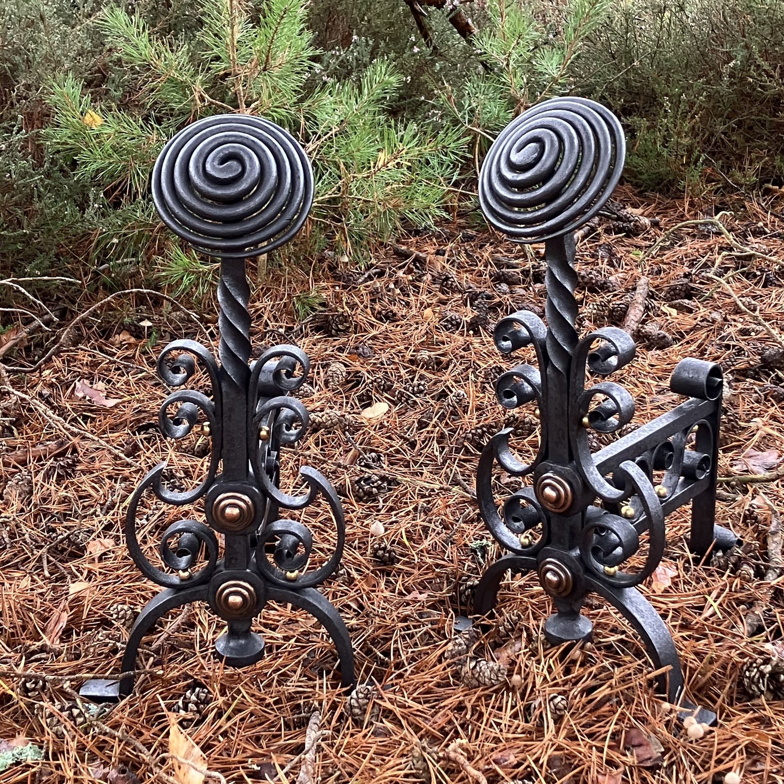 Pair Of Hand Forged Antique Fire Dogs (Andirons), Circa 1900