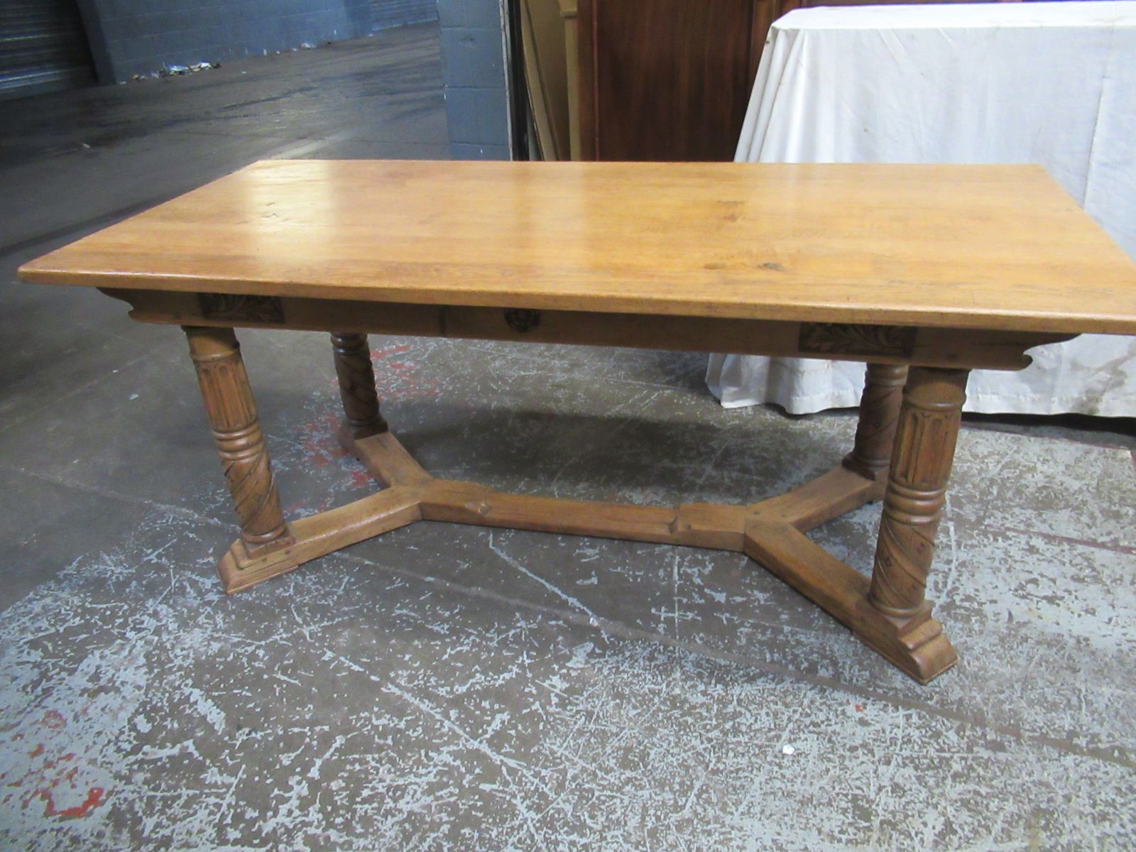 Large Light Oak 1920  Refectory    Dining Table . photo buy