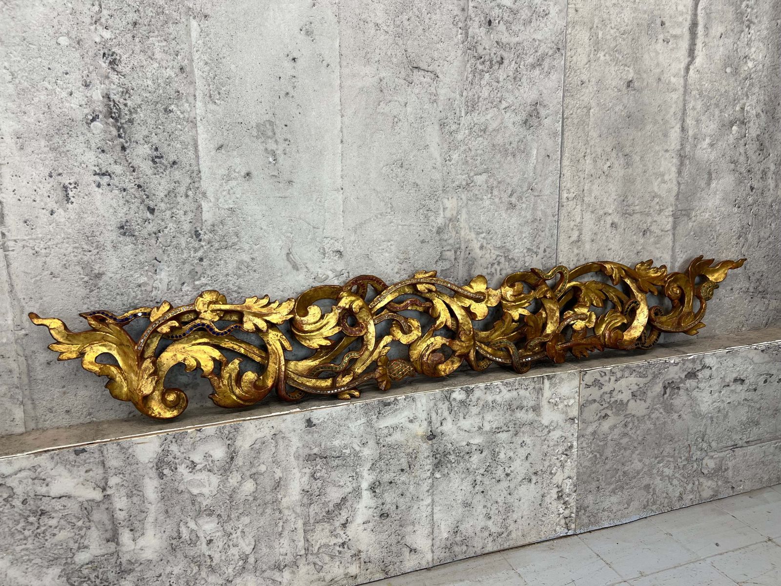 18th Century Burmese Water Gilded And Coloured Glass Door Surround