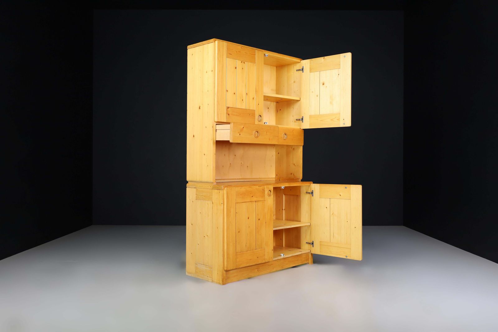 Charlotte Perriand Two Part Pine Cabinet For Les Arcs, France, 1970s photo 4116.0