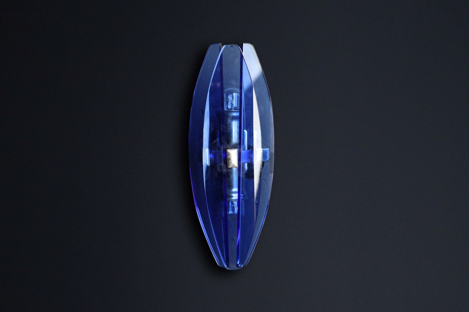 photo furniture Set Of Four 1960s Italian Blue Glass And Chrome Sconces By Veca Italy