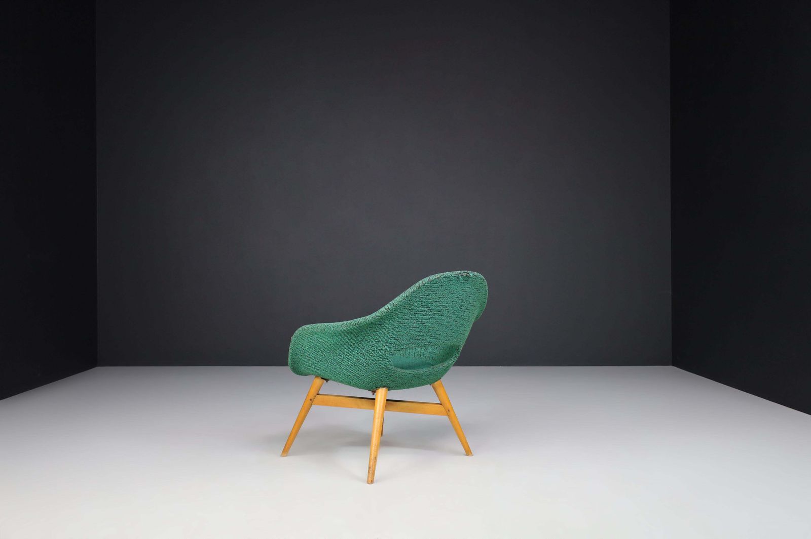 Miroslav Navratil Easy Chairs In Original Green Fabric, 1960 photo vinterior