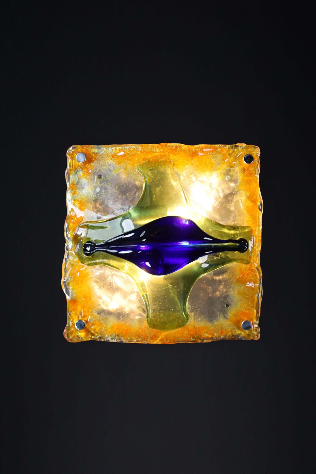 Mid Century Glass  Art Wall Lights By Tony Zuccheri For Mazzega, Italy 1960s photo for sale