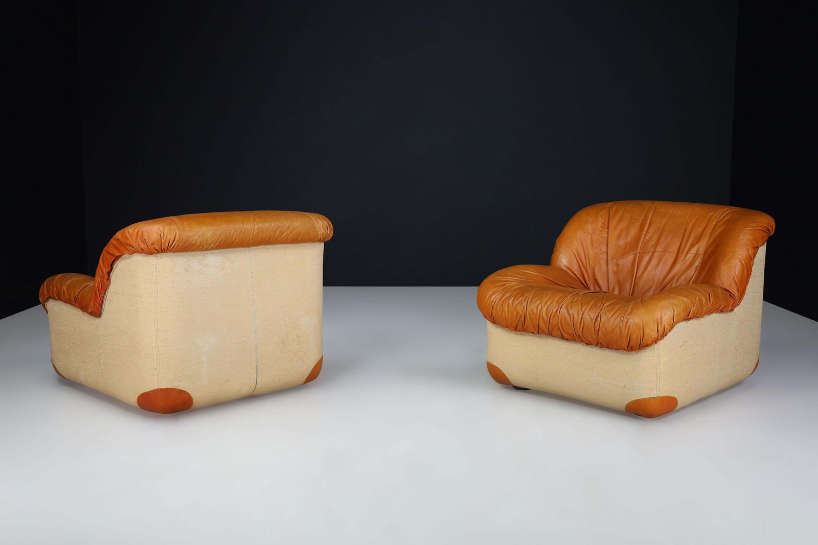 Mid Century Modern Lounge Chairs By Guido Faleschini In Patinated Cognac Leather photo 3170.0