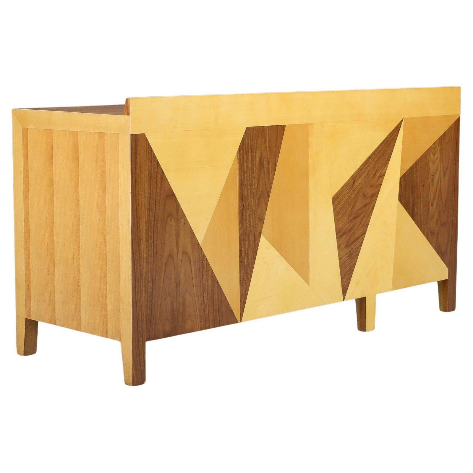 Giovanni Michelucci Geometric Inlaid Wood Desk, Italy, 1970s