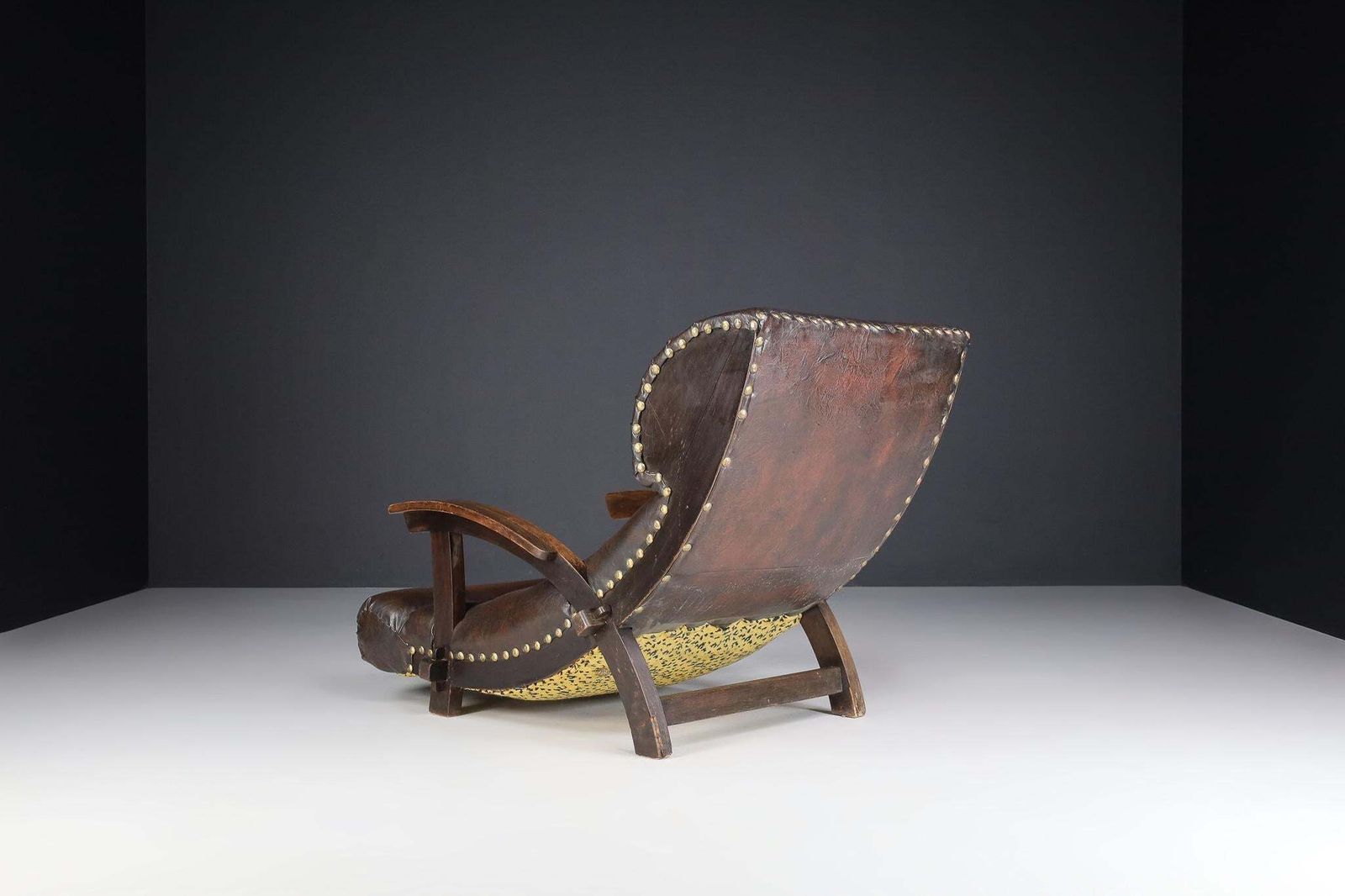 Austrian Xl Lounge Chair Dating From The 1950s With Original Patinated Leather photo Furniture