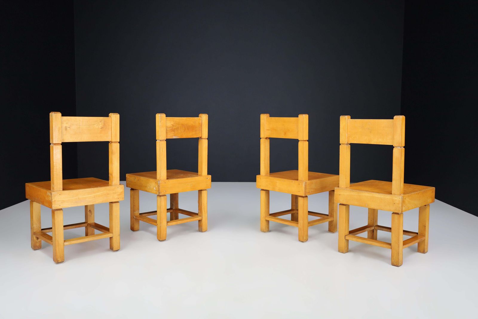 Set Of Four Mid Century Beechwood Chairs, France, 1950s. photo 3000.0