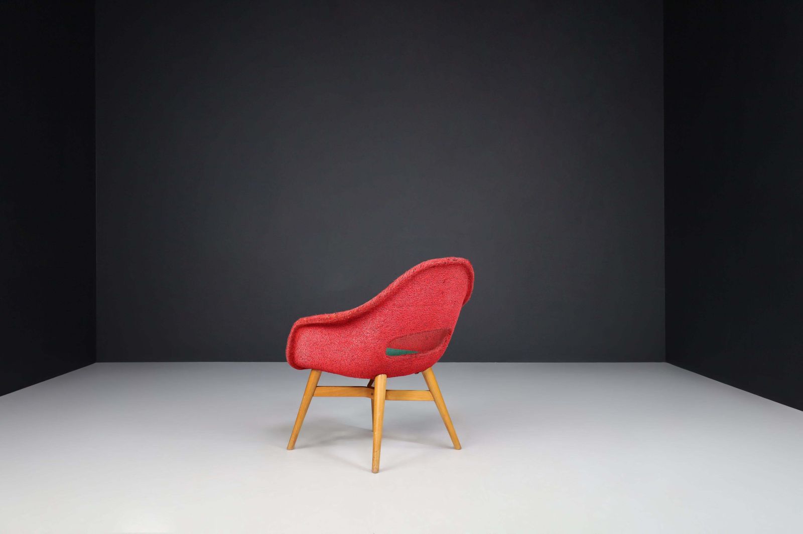Miroslav Navratil Easy Chairs In Original Red And Green Fabric, 1960. photo 2298.0