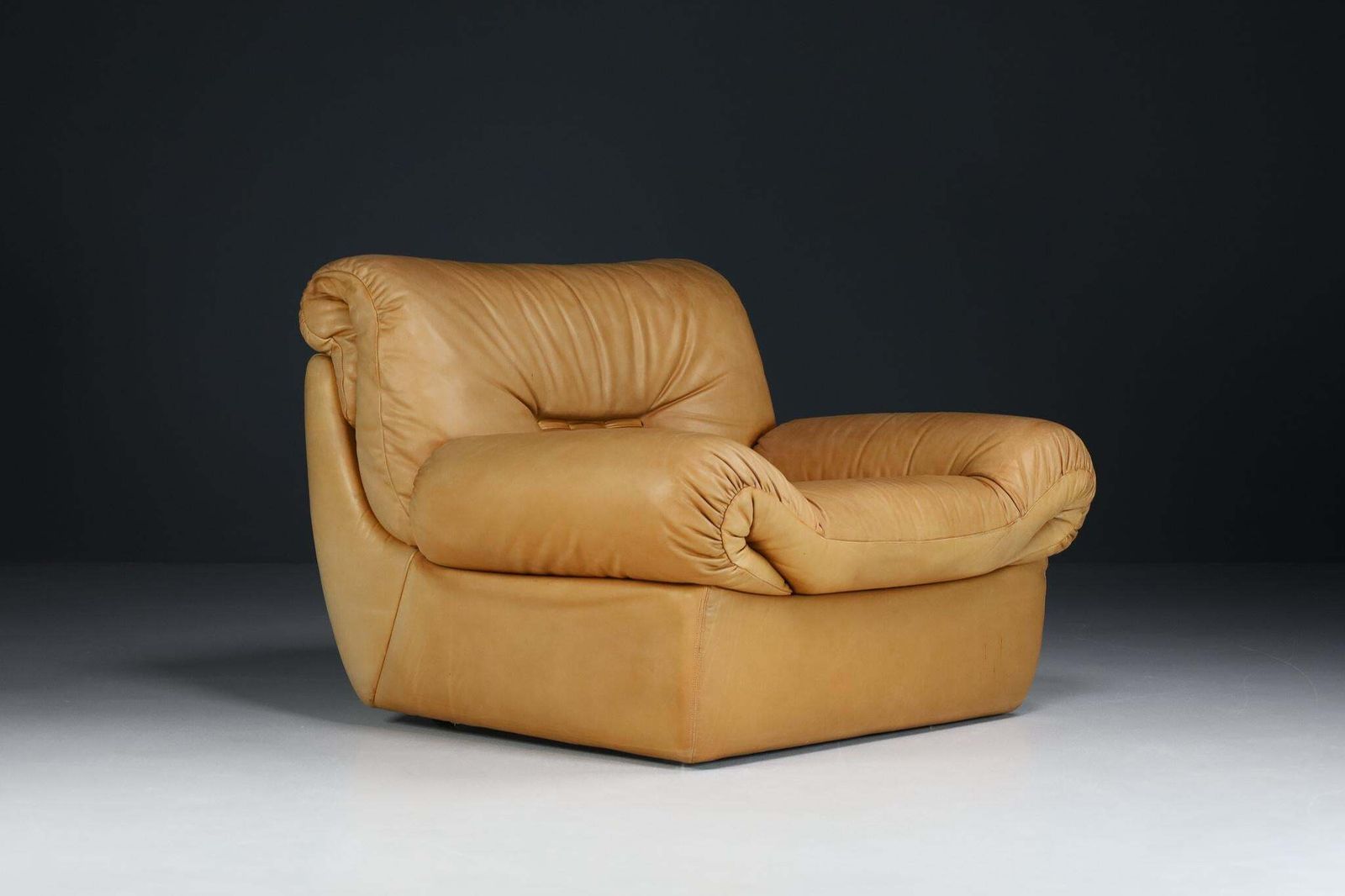 Karl Wittmann Lounge Chair Cognac Brown Leather, By Bruno Egger, Austria, 1971 photo vintage