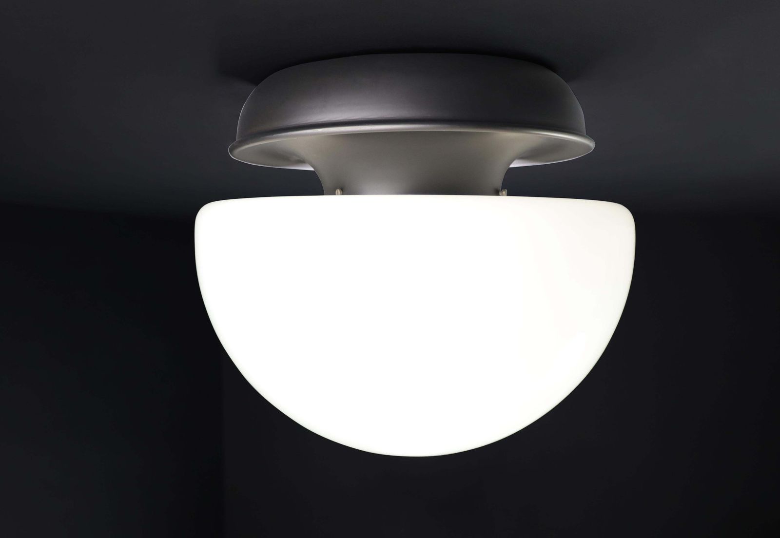 Xl Italian Mushroom Flush Mount / Sconces /Table Lamp In Opaline Glass And Metal photo vintage