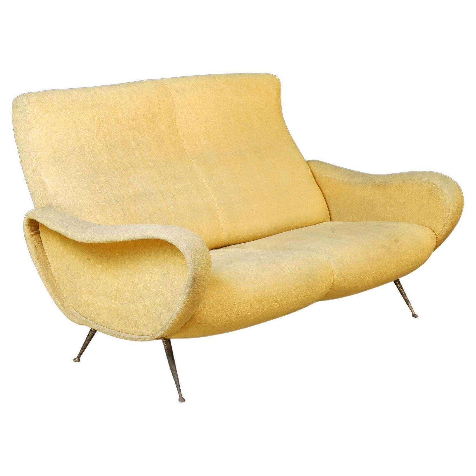 Mid Century Marco Zanuso Lady Divano Sofa With Original Ocher Yellow Upholstery