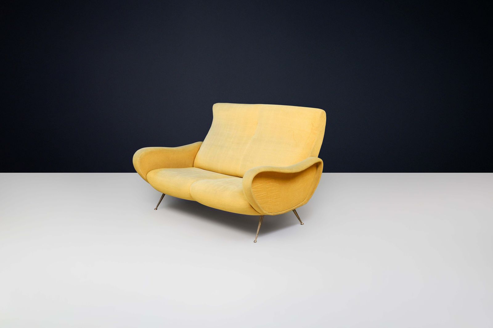 photo for sale Mid Century Marco Zanuso Lady Divano Sofa With Original Ocher Yellow Upholstery