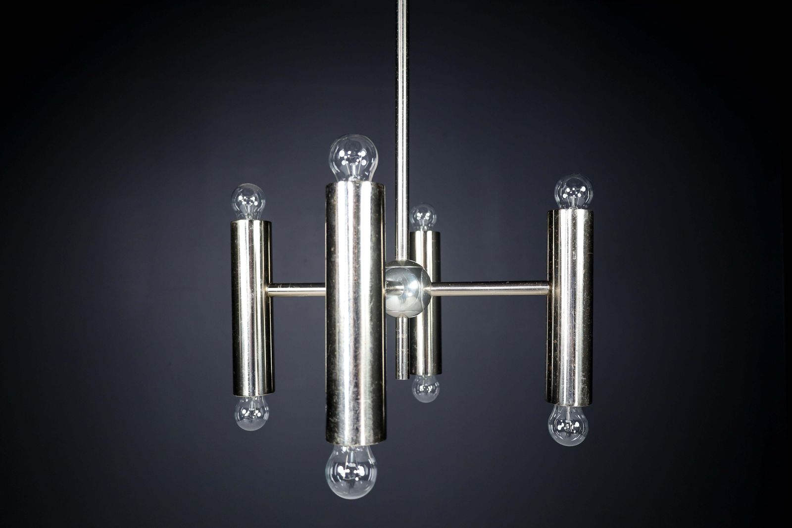 1 Of 6 Minimalistic Design Geometric Chandeliers In Chrome, Germany, 1970s photo 2321.0