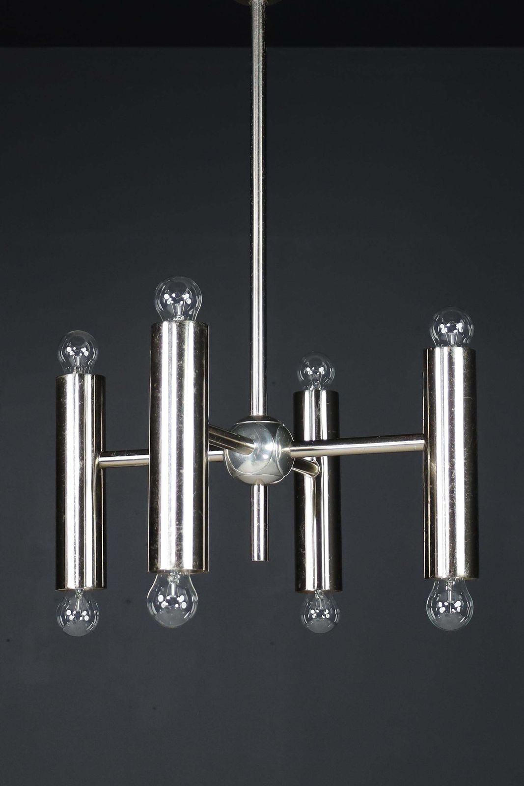 photo furniture 1 Of 6 Minimalistic Design Geometric Chandeliers In Chrome, Germany, 1970s
