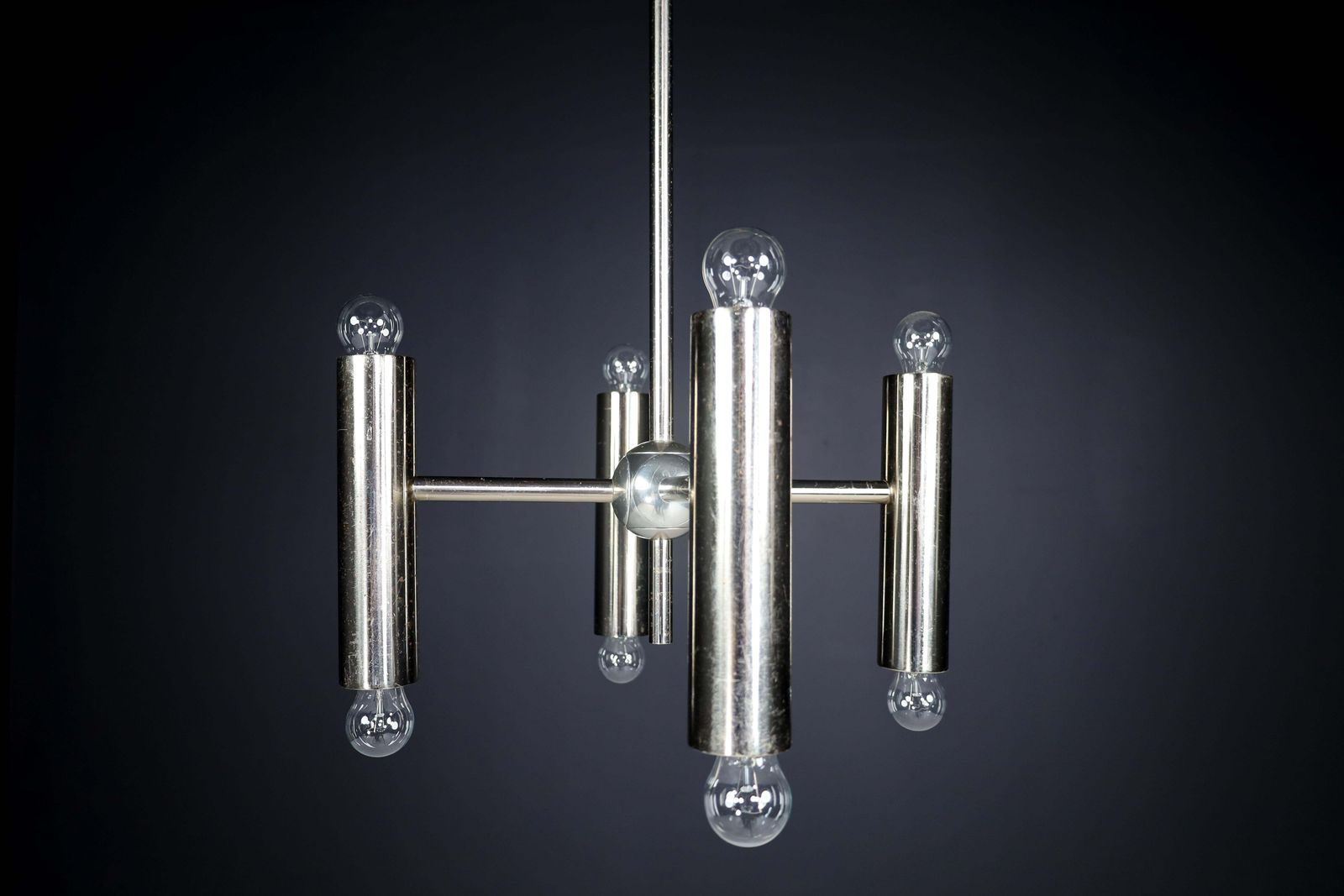 photo for sale 1 Of 6 Minimalistic Design Geometric Chandeliers In Chrome, Germany, 1970s