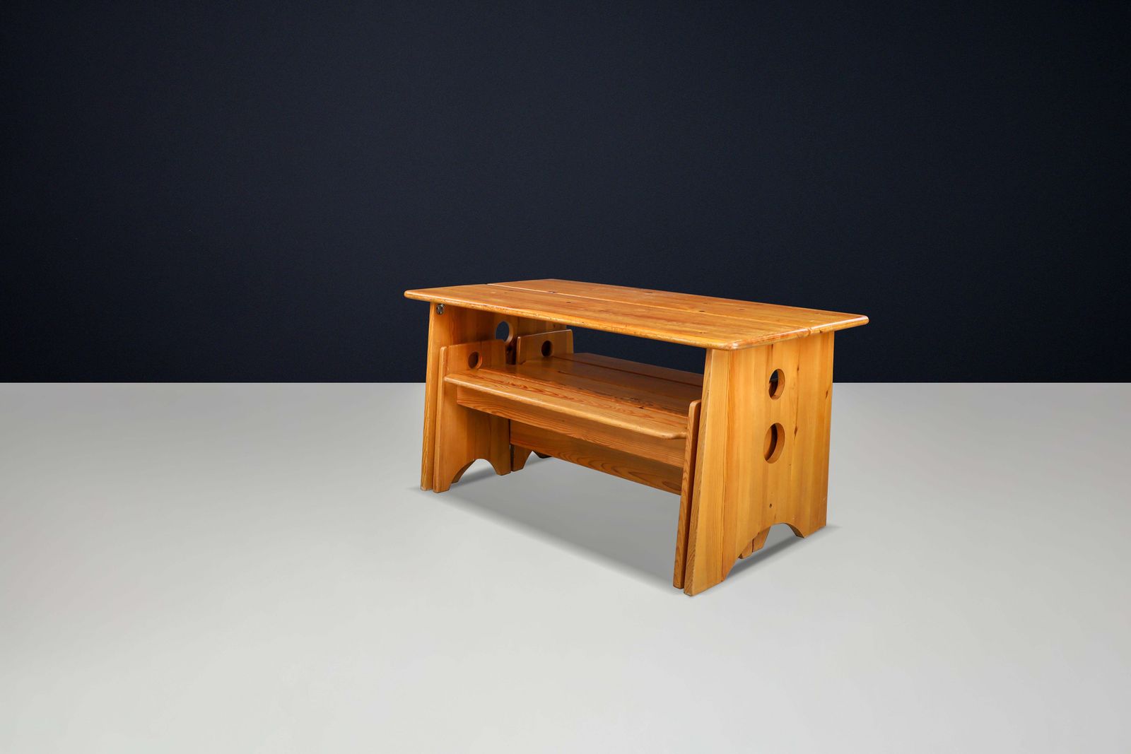 Gilbert Marklund Pine Table & Benches For Furusnickarn, Sweden, 1970s photo Furniture
