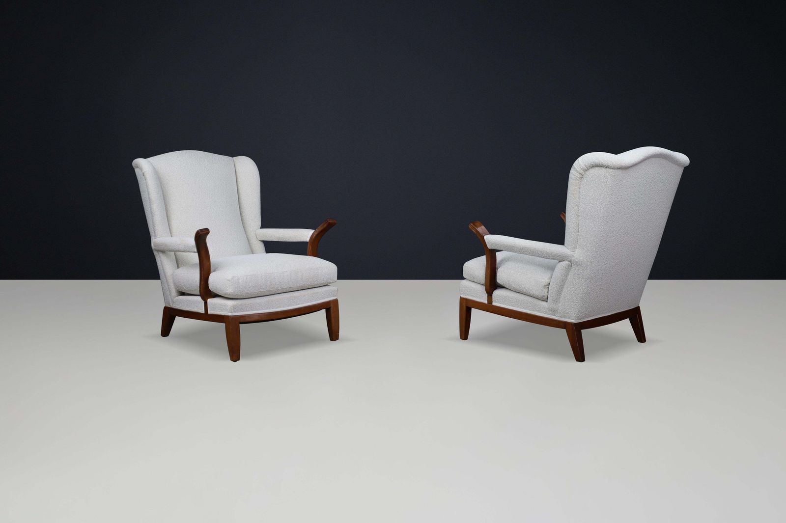 1930s French Wingback Lounge Chairs In The Style Of Guillerme Et Chambron photo furniture