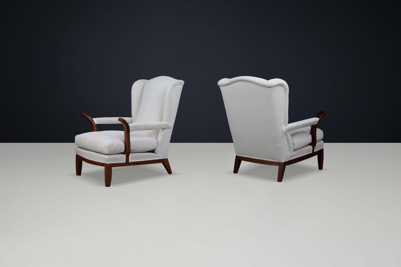 1930s French Wingback Lounge Chairs In The Style Of Guillerme Et Chambron photo 7405.0