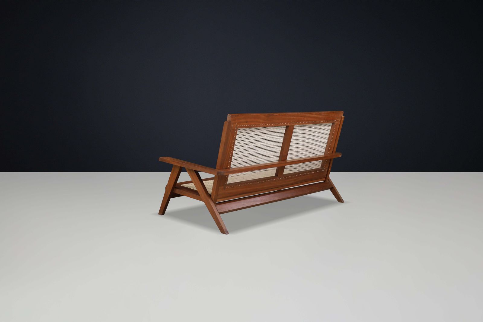 Rare 1950s French Teak And Cane Sofa – Mid Century Modern photo buy
