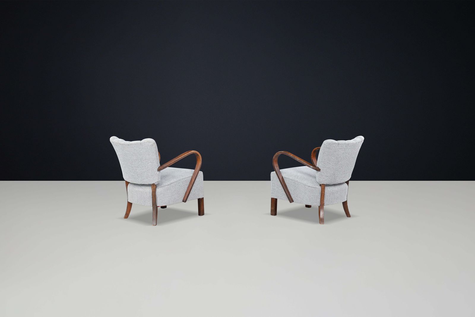 Jindrich Halabala Re Upholstered Patinated Bentwood Lounge Chairs From The 1930s photo 2681.0