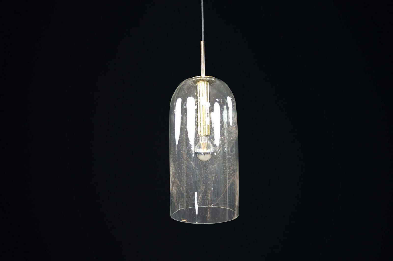 Mid Century Modern Glass And Brass Pendants By Doria Leuchten, Germany 1970s photo vinterior