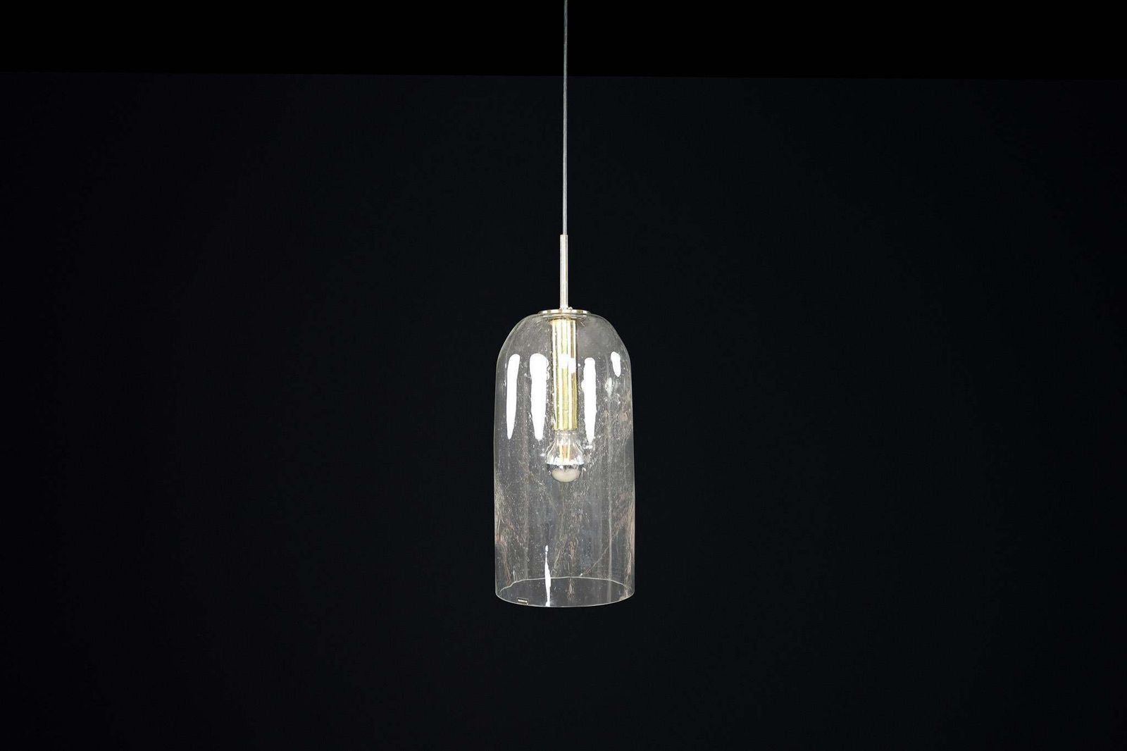 Mid Century Modern Glass And Brass Pendants By Doria Leuchten, Germany 1970s photo buy