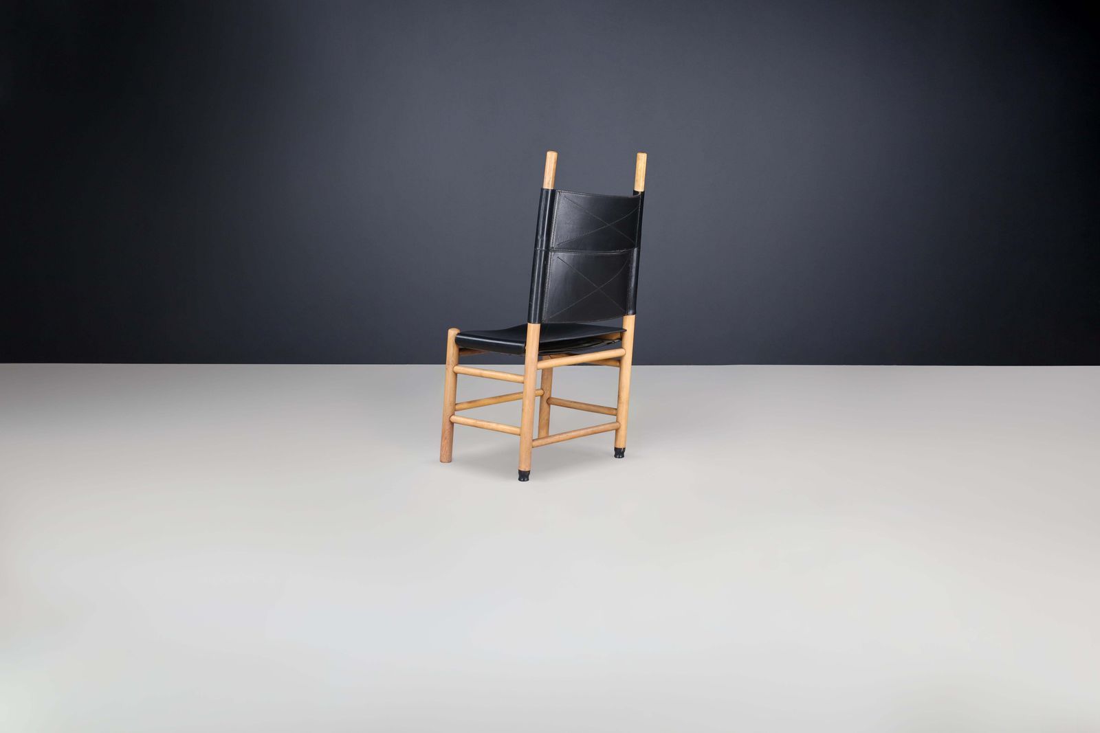 Carlo Scarpa Black Leather Kentucky Dining Room Chairs For Bernini, Italy  1977 photo vinterior