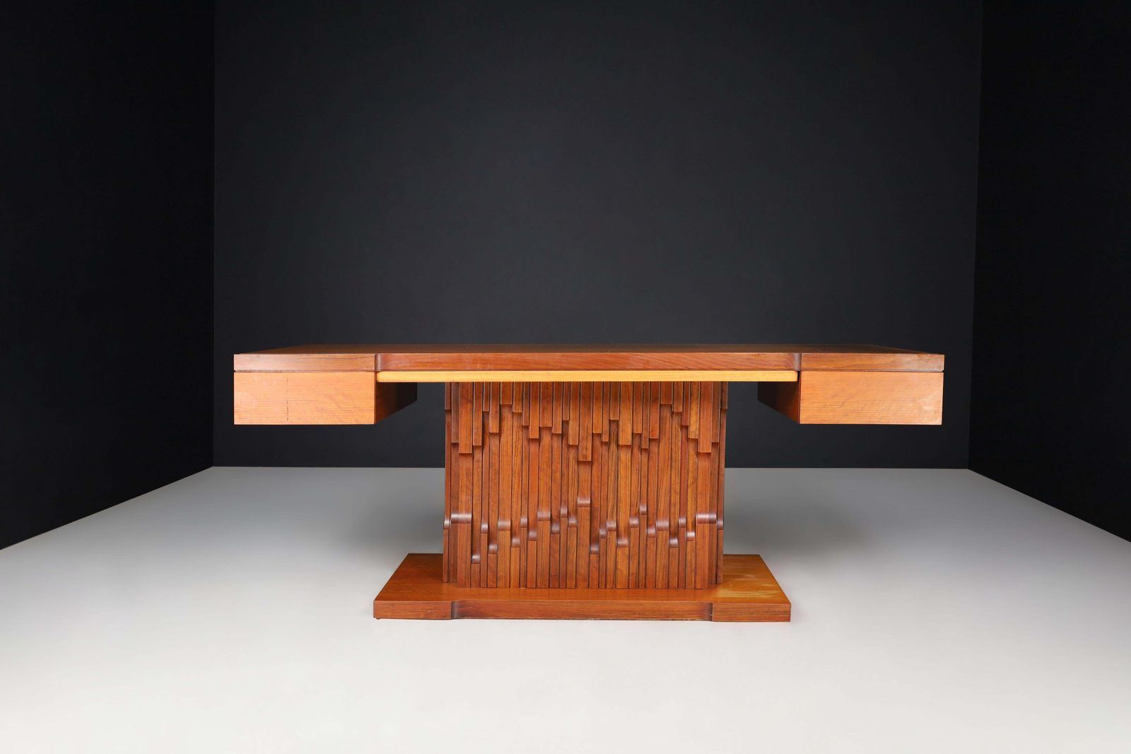 Luciano Frigerio Presidential Writing Desk In Walnut, Italy 1970s photo for sale
